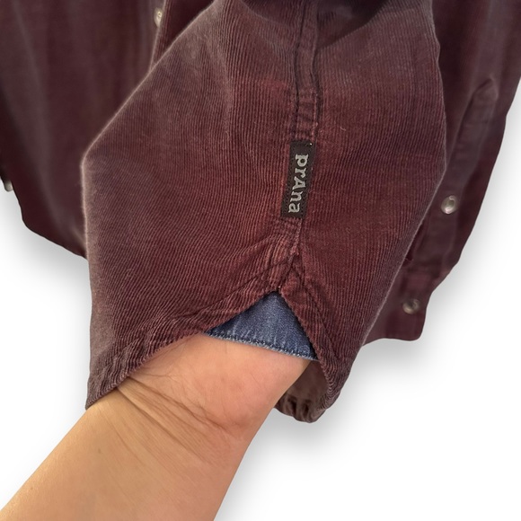 PrAna Men’s Maroon Dooley Long Sleeve Corduroy Shirt Size XL - Picture 4 of 10